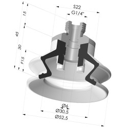 Ventosa 1.5 Fole Série 97C Ø 52,5 mm