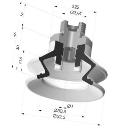 Ventosa 1.5 Fole Série 97C Ø 52,5 mm