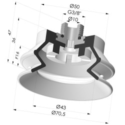 Ventosa 1.5 Fole Série 97C Ø 70MM