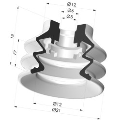 Ventosa 2.5 Fole Série 96B Ø 20MM