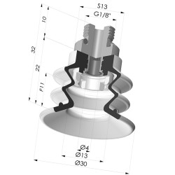 Ventosa 2.5 Fole Série 96B Ø 30MM