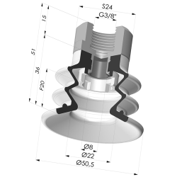 Ventosa 2.5 Fole Série 96B Ø 50MM