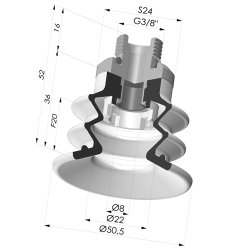 Ventosa 2.5 Fole Série 96B Ø 50MM