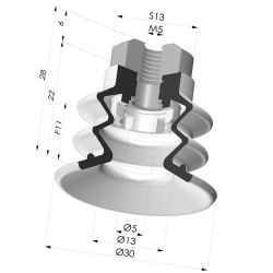 Ventouse 2.5 Soufflets Série 96C Ø 30MM