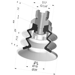 Ventouse 2.5 Soufflets Série 96C Ø 40MM