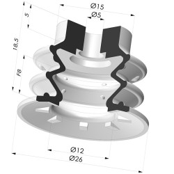 Ventosa 2.5 Fole Série 96 Ø 26MM - Para impressão