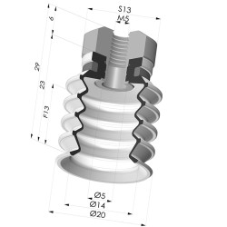 Ventosa 4.5 Fole Série 92 Ø 20MM