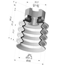 Ventosa 4.5 Fole Série 92 Ø 30MM