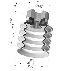 Ventosa 4.5 Fole Série 92 Ø 30MM
