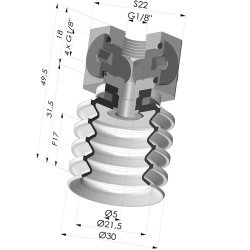 Ventosa 4.5 Fole Série 92 Ø 30MM