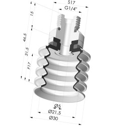 Ventosa 4.5 Fole Série 92 Ø 30MM