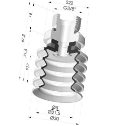 Ventosa 4.5 Fole Série 92 Ø 30MM