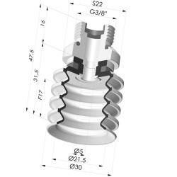 Ventosa 4.5 Fole Série 92 Ø 30MM