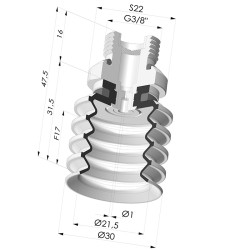 Ventosa 4.5 Fole Série 92 Ø 30MM