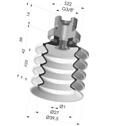 Ventosa 4.5 Fole Série 92 Ø 40MM