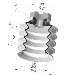 Ventosa 4.5 Fole Série 92 Ø 50MM