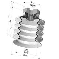 Ventosa 4.5 Fole Série 92 Ø 50MM