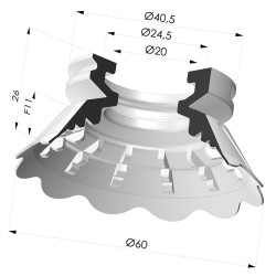 Ventosa plana, série 7FP, Ø 59,5 mm