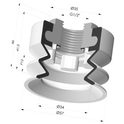 Ventosa 1.5 fole série VCS 1 Ø 57 mm