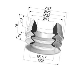 Vedação de fole da série TIG Ø 25 mm