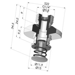 Inserto macho removível 1/4G - com sensor