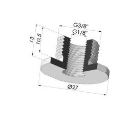 Adaptador - Macho G3/8" - Fêmea G1/8"