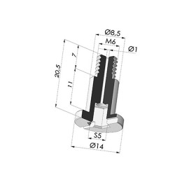 Parafuso M6 - diâmetro da cabeça de 14 mm - comprimento de 20,5 mm