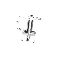 Parafuso M5 - diâmetro da cabeça de 11 mm - comprimento de 12 mm