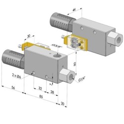Venturi de estágio único da série VT - 91% de vácuo - Com interruptor de vácuo