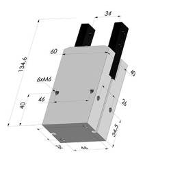 Pince Serrage Ouverture 180° Série NOV DM - Double effet