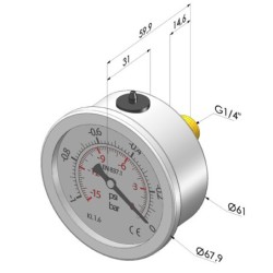 Vacuomètre à bain de glycérine série VA - Ø 63 mm