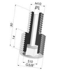 Adaptador - Macho M10/150 - Macho G3/8"