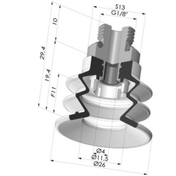 Ventosa 2.5 Fole Série 96C Ø 25MM
