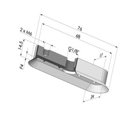 Ventosa retangular Série 4 76x24mm