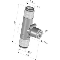 Venturi de Estágio Único Série VMT - 91% de Vácuo