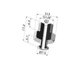 Bocal removível com encaixe macho G1/8" - 7,5 mm de diâmetro