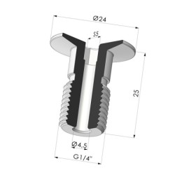 Parafuso G1/4" - diâmetro da cabeça 24 mm - comprimento 25 mm