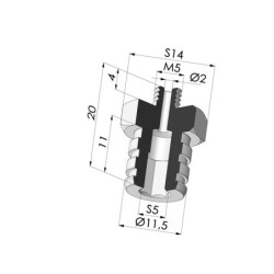 Inserto macho M5 removível