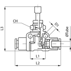 Régulateur de débit en ligne unidirectionnel avec traversée de cloison