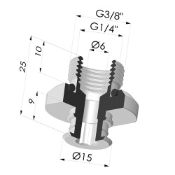 Inserto removível macho 3/8G-Rosca 1/4G