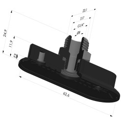 Ventosa oblonga Série 4RP 63x23mm