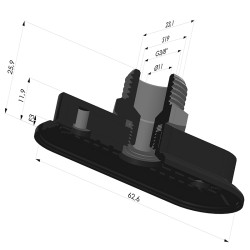Ventosa oblonga Série 4RP 63x23mm