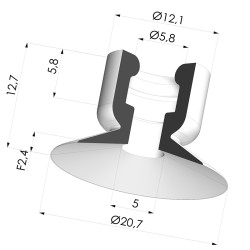 Ventosa plana Série 7 Ø 21 mm
