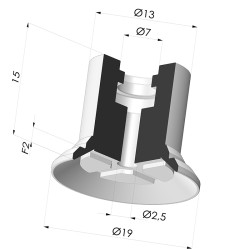 Ventosa plana Série 7 Ø 19 mm