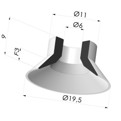 Ventosa plana Série 7 Ø 19,5 mm