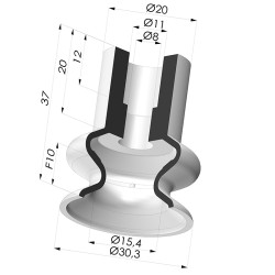 Ventosa 1.5 Fole Série 8A Ø 30MM