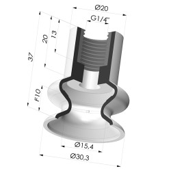 Ventosa 1.5 Fole Série 8A Ø 30MM
