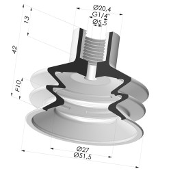 Ventosa 2.5 Fole Série 8 Ø53MM
