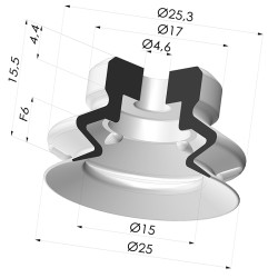 Ventosa 1.5 fole série PJG Ø 25 mm