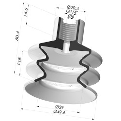 Ventosa 2.5 Fole Série 8B Ø 50MM